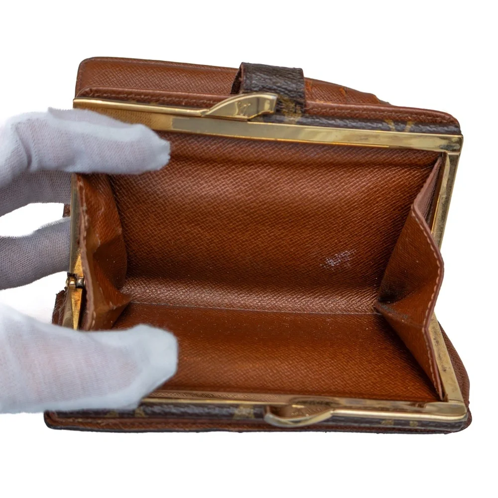 Vintage Louis Vuitton Monogram Canvas French Purse Wallet Brown‎